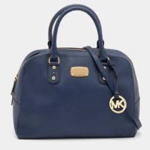 Michael Kors Saffiano Leather Cindy Dome Satchel Navy Blue